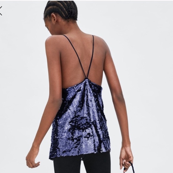 NWT Zara V Neck Sequin Top - Picture 4 of 4